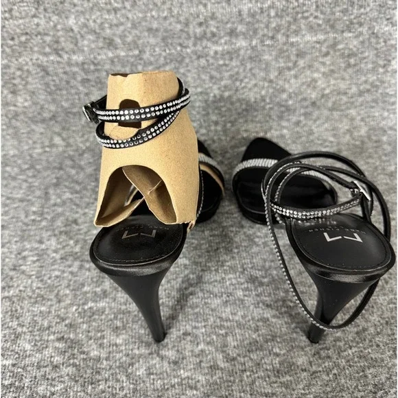 Marc Fisher LTD Black Rhinestone Strappy Stiletto Heels Size 8.5M Glam - Picture 9 of 11